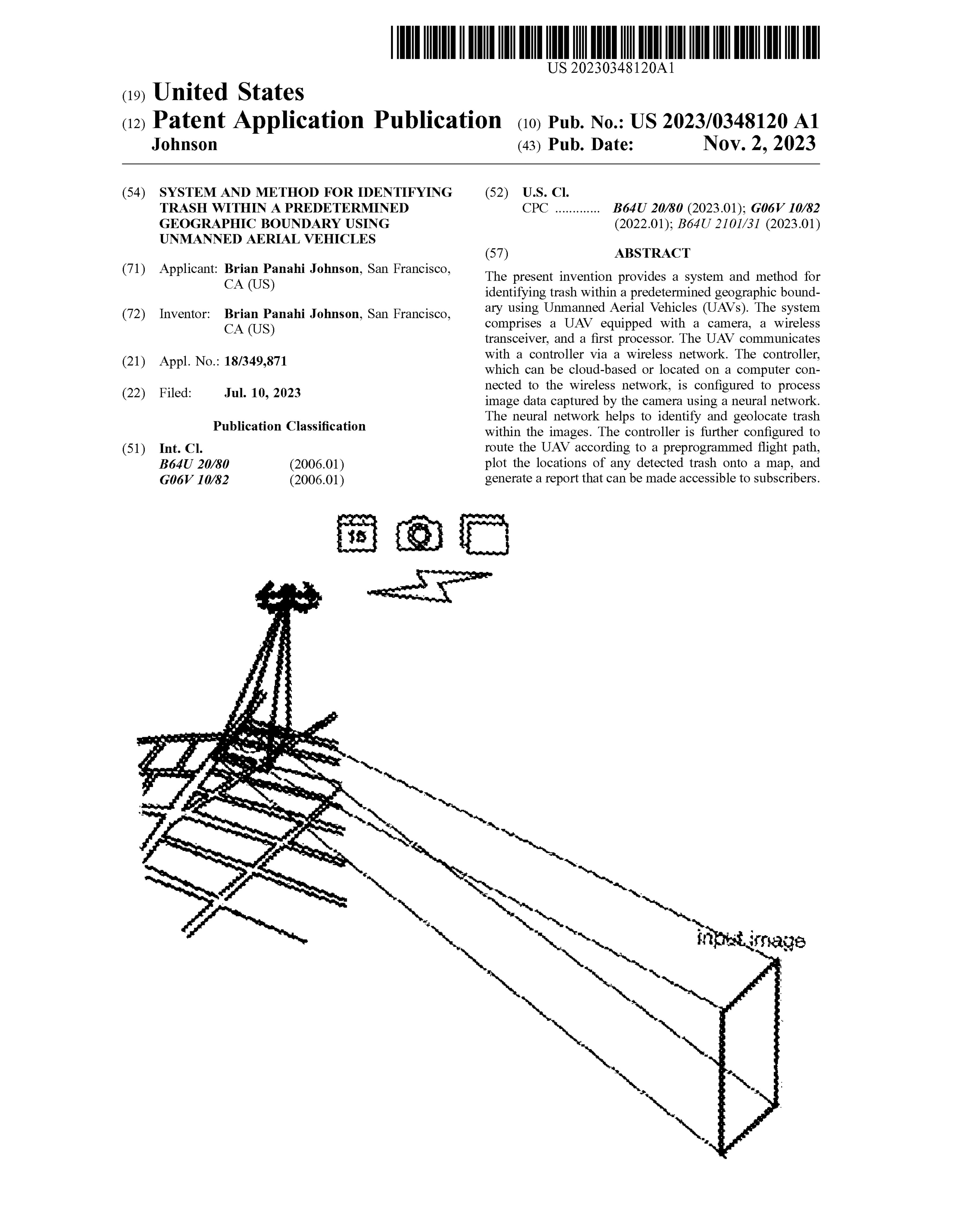 the first page of aerbits patent application for aerial trash detection and
reporting.