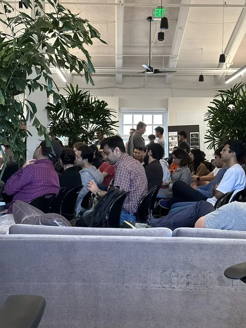 The audience during opening remarks for
Accelerate SF Hackathon